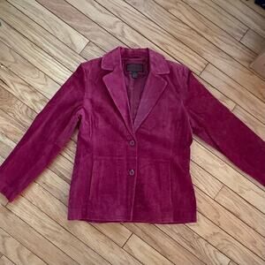 SIENA Vintage Burgundy Genuine Suede 2 Button Notched Lapel Blazer